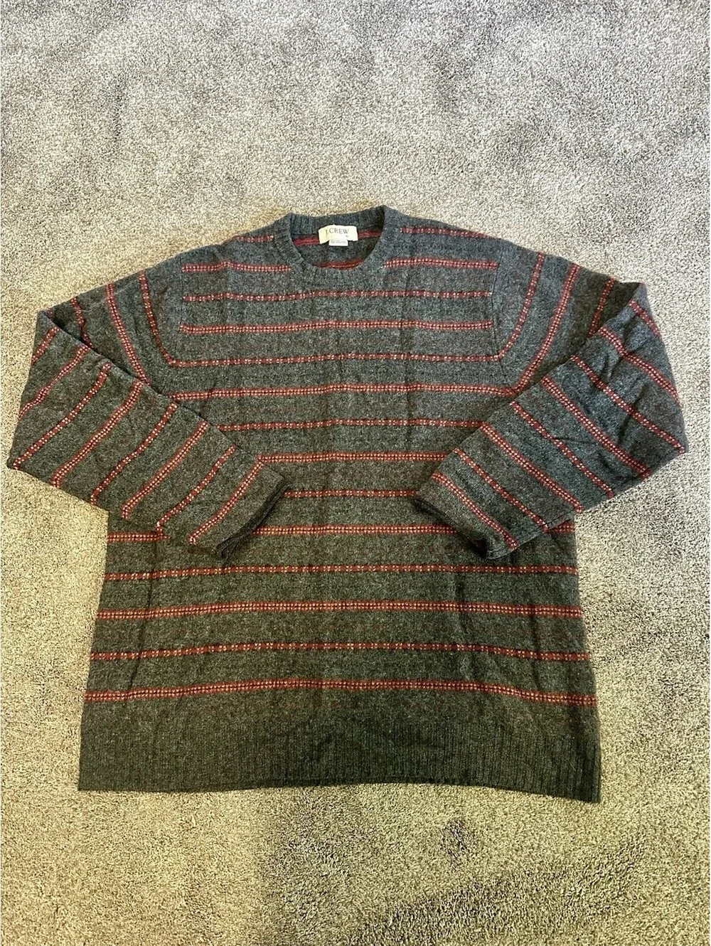 VTG Y2K J Crew Sweater Mens XL Striped Lambs Wool Knit Crewneck Academia Preppy